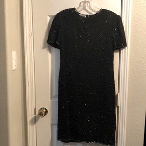 MVintage JMD New York beaded black Holiday cocktail dress size Petite Large